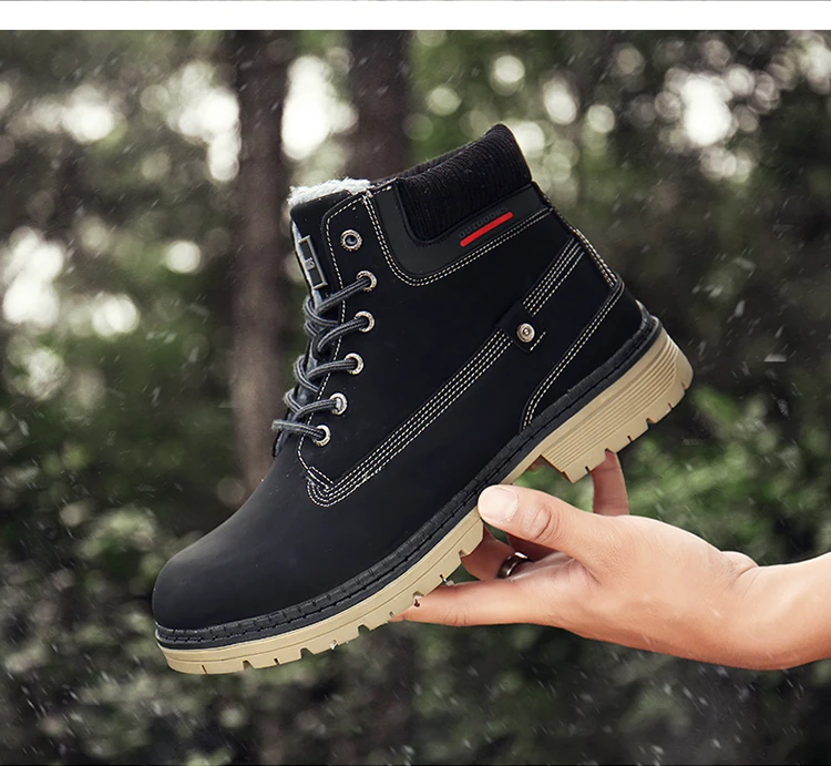 Men Snow Boots With Fur Winter Warm Outdoor Shoes Mens Sneakers Non-slip Rubber Ankle Boots Waterproof Botas De Hombre Warm Shoe