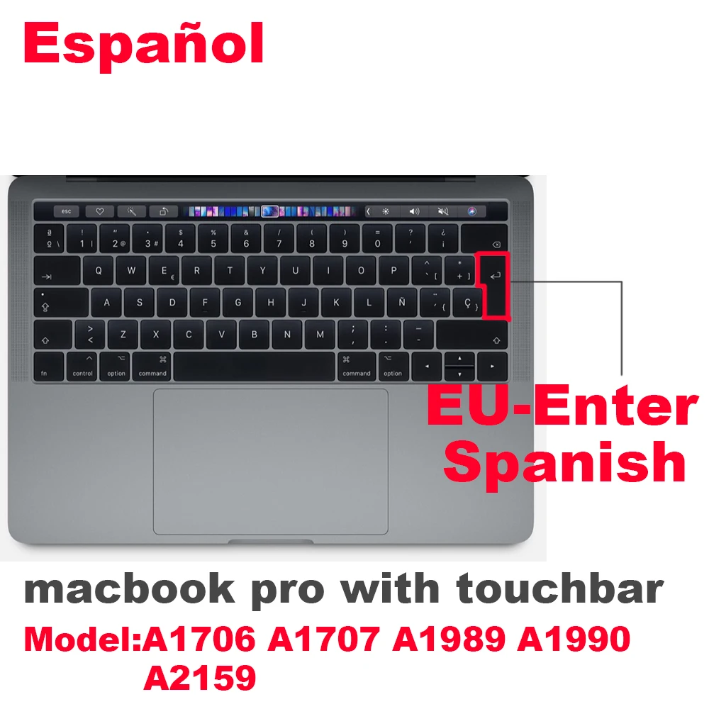 Испанская Защитная крышка для клавиатуры Macbook Pro13 15 с сенсорной панелью