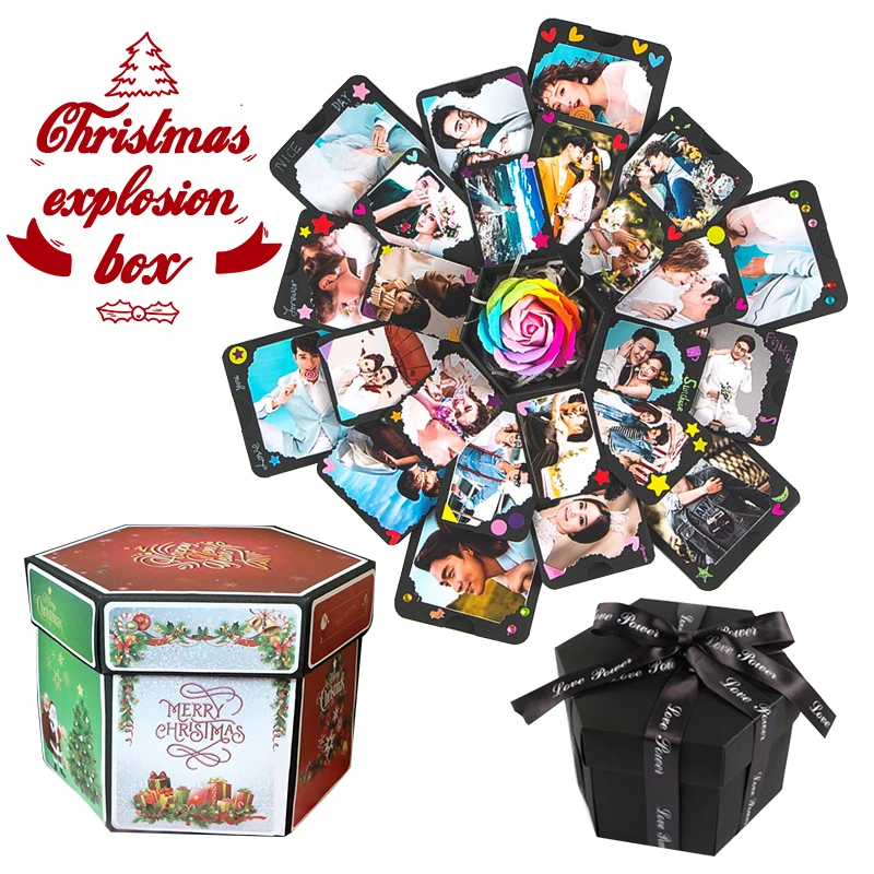 

Christmas DIY Surprise Love Explosion Box Gift Explosion for Anniversary Scrapbook DIY Photo Album Birthday Gift Wedding Decor