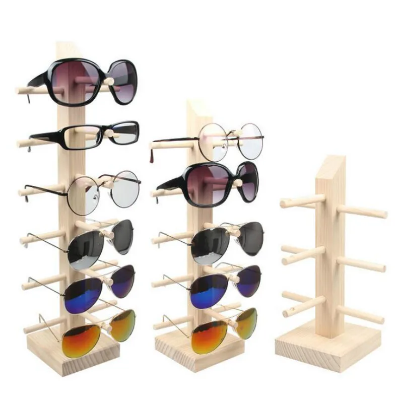 

New Sun Glasses Eyeglasses Wood Display Stands Shelf Glasses Display Show Stand Holder Rack 9 Sizes Options Natural Material 0cm