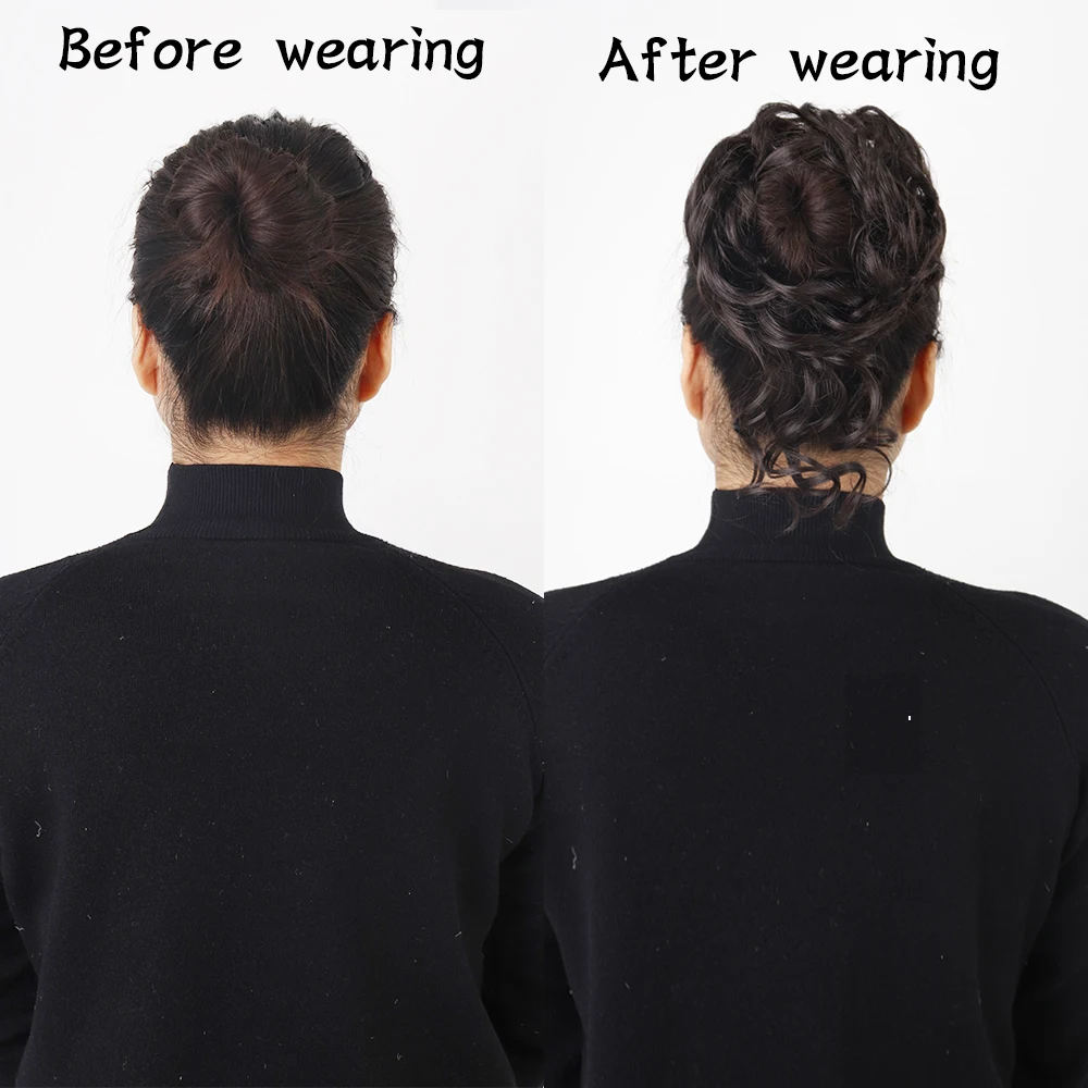 XINRAN-Chignon synthétique bouclé avec bande élastique pour femme, chouchous, chignon désordonné, extensions de postiches Updo