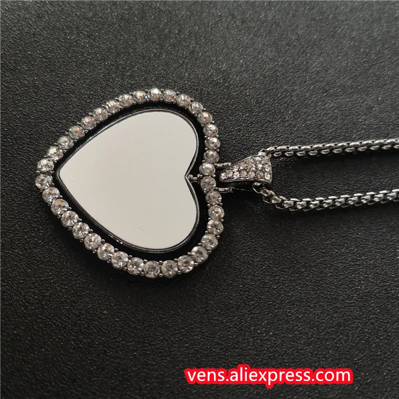 sublimation blank heart shape  necklaces pendants hot transfer printing pendant jewelry consumables two sided printing 10pcs/lot 4