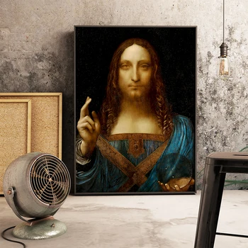 

Leonardo Da Vinci Salvator Mundi Classic Canvas Art Print Painting Poster Wall Pictrues For Living Room Home Decor картины