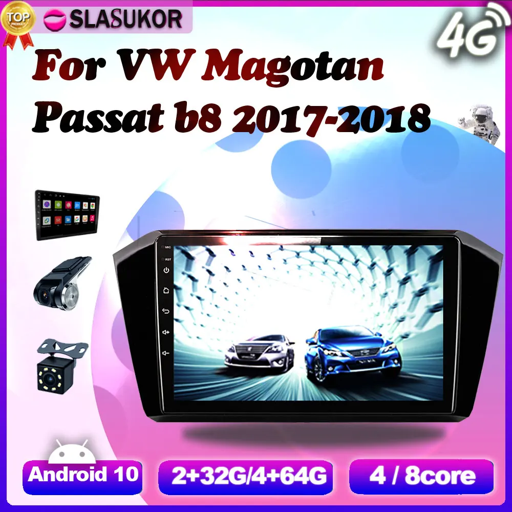 

6+128G Android 10 For VW Volkswagen Magotan Passat b8 2017-2018 4G RAM Auto Video Player Navigation Car GPS DVD Cable Canbus