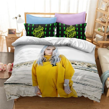 

Billie Eilish 3d Printed Bedding Set Custom/King/Europe/USA Quilt/Blanket Cover Set,Bed Set Twin Full Queen King Size Bed Linens