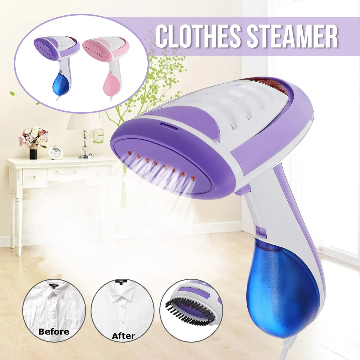 

Handheld Clothes Ironing Machine Portable Electric Garment Steamer Mini Travel Hanging Steaming Wrinkle Remover Iron Cloth Brush