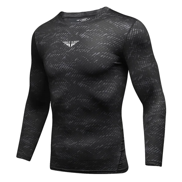 US $9.40 Gym Shirt Athletic Dry Fit Men Workout T Compression Tops Running Shirt LongSleeve Fitness Bodybui