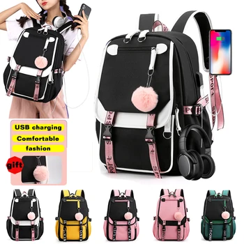 

New Fashion Girls School Backpacks Anti Theft USB Charge Backpack Waterproof Multi Pocket Bagpack Teenage Travel Bag