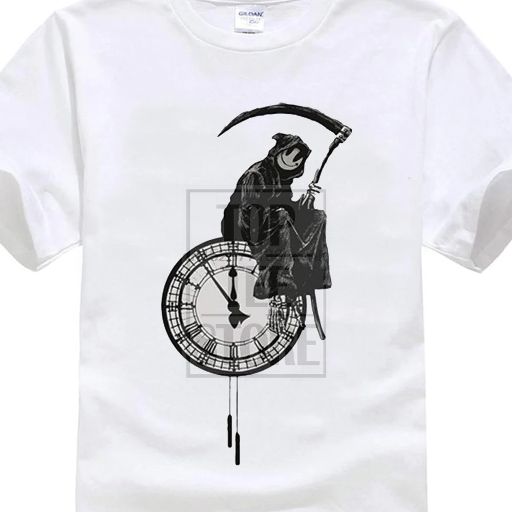Brand New Summer Style Cotton Men Clothing Banksy Smiley Grim Reaper Male Slim Fit T Shirt Man T-shirts Casual T-Shirts |
