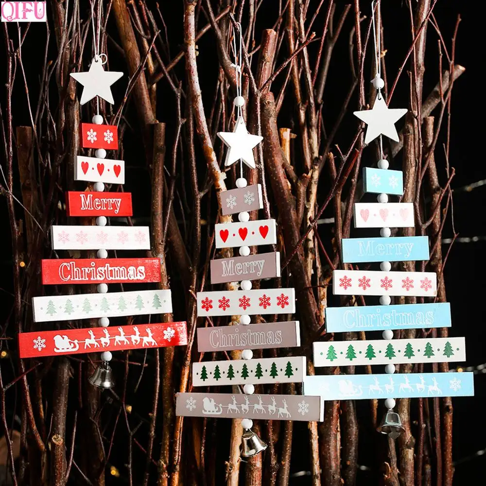

QIFU Merry Christmas Letter Wooden Ornaments Christmas Decorations For Home 2019 Navidad Xmas Tree Ornaments Happy New Year Gift