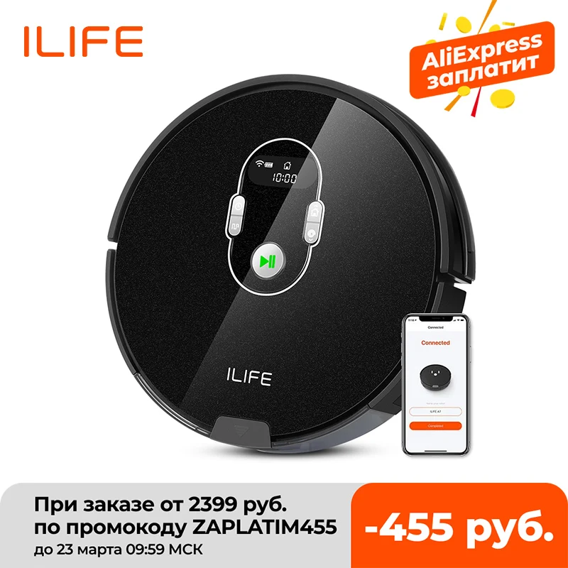 ILIFE A7 Robot Cleaner Vacuum Smart APP Remote Control for Hard Floor and Thin Carpet Automatic Recharge Slim Body
