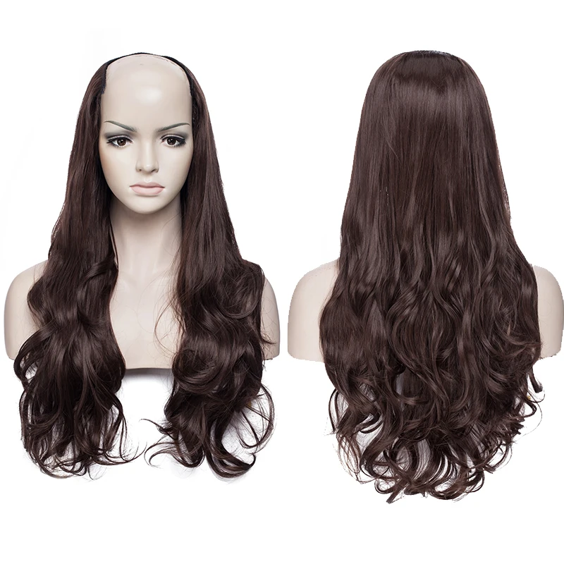 mulheres falso cabelo longo natural marrom