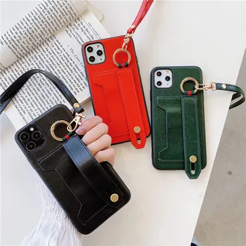 

Lanyard Card Pocket Kickstand PU Leather Mobile Phone Case Cover for iphone 11 pro max 7 8 plus x xr