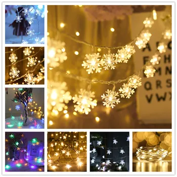 

Snowflakes String Light LED Christmas Decor for Home Hanging Garland Christmas Tree Decor Ornament Navidad Xmas Gift New Year