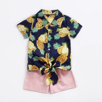 

Childrenswear Set Spring and Summer Children Pineapple Printed Short-sleeved Top and Shorts
