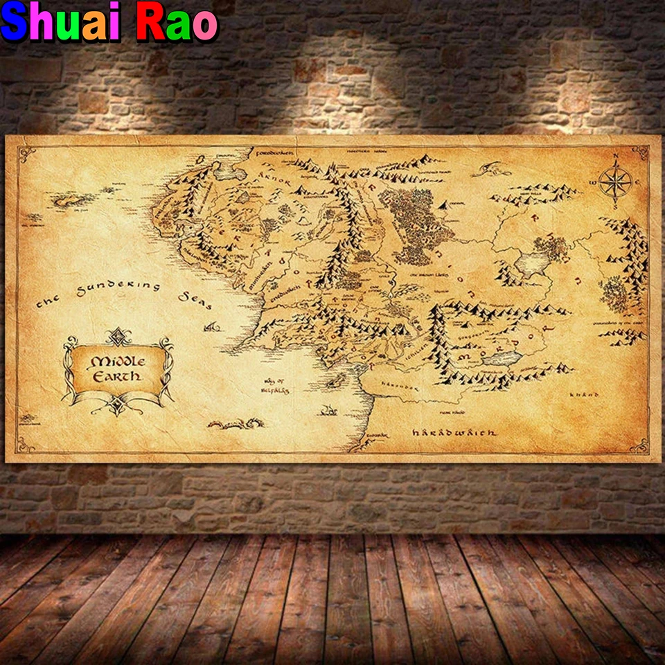 Movie Map Of Middle Earth 5d Diy,diamond Painting Full Drill Diamond  Embroidery Kits Needlework Gift Handcraft Art Home Decor - Diamond Painting  Cross Stitch - AliExpress
