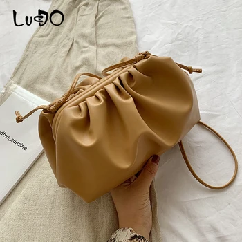 

LUCDO Women Fashion Messenger Crossboday Bag Pouch Bag Evening Party Cloud Shape Purse Ruched Shoulder Small Pillows Sac A Main