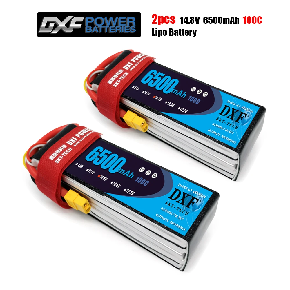 

2PCS DXF RC Lipo Battery 4S 14.8V 6500mah 100C MAX 200C Bateria for RC AKKU Car Boat Airplane Quadcopter battery