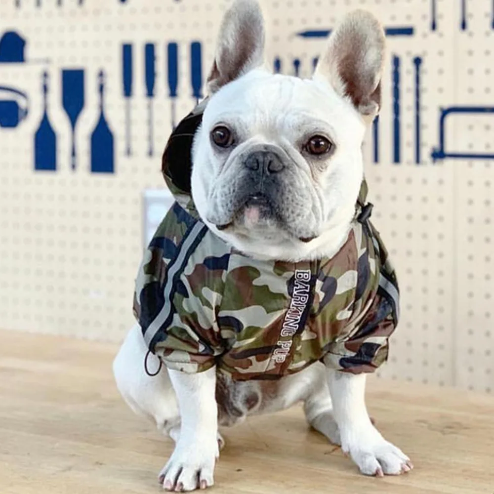 Cena Chihuahua kamuflaż płaszcz przeciwdeszczowy ubrania dla zwierząt domowych dla ubranie dla małego psa buldog francuski kurtka mops kostium Dropshipping PC1365