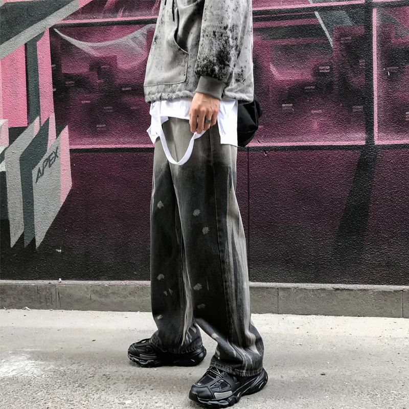 Autumn Loose Hip Hop Jeans Men s Fashion Printing Casual Straight Jean Pants Men Streetwear Denim 4