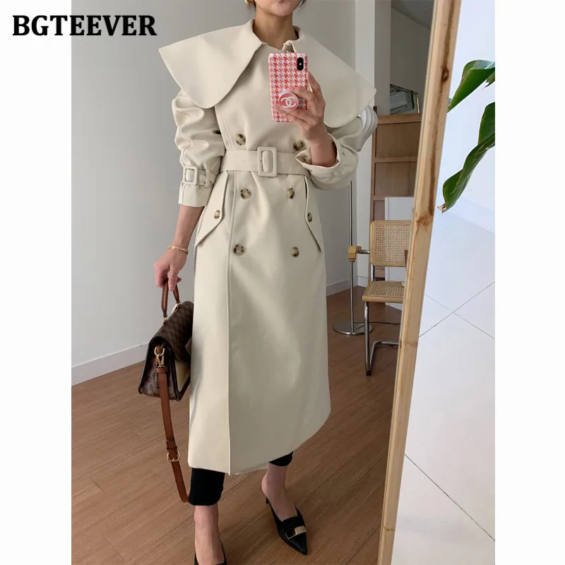 BGTEEVER Chic Long Sleeve Double Breasted Women
