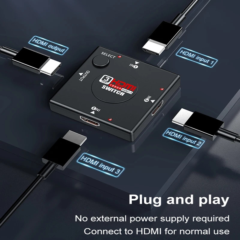 

3 Port HDMI Splitter Switch 4K HDMI 1x3 Mini HDMI Port 3 Input 1 Output for HDTV 1080P Video DV HDTV 1080P hdmi kvm switches