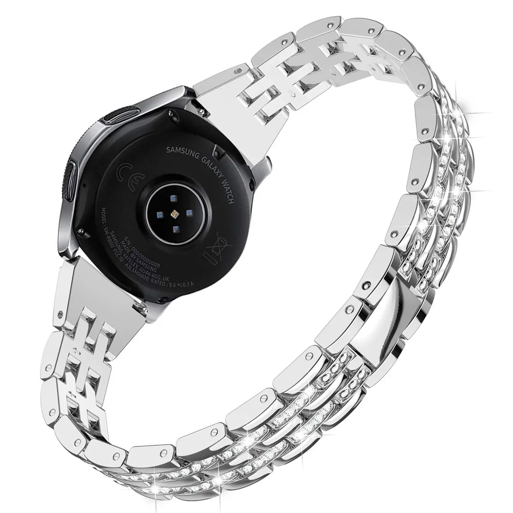 Toyouths металлический браслет с кристаллами и бриллиантами для samsung Galaxy Watch 42 мм, браслет, браслет, женский ремешок для Galaxy Watch Active2 40 мм - Цвет ремешка: SILVER