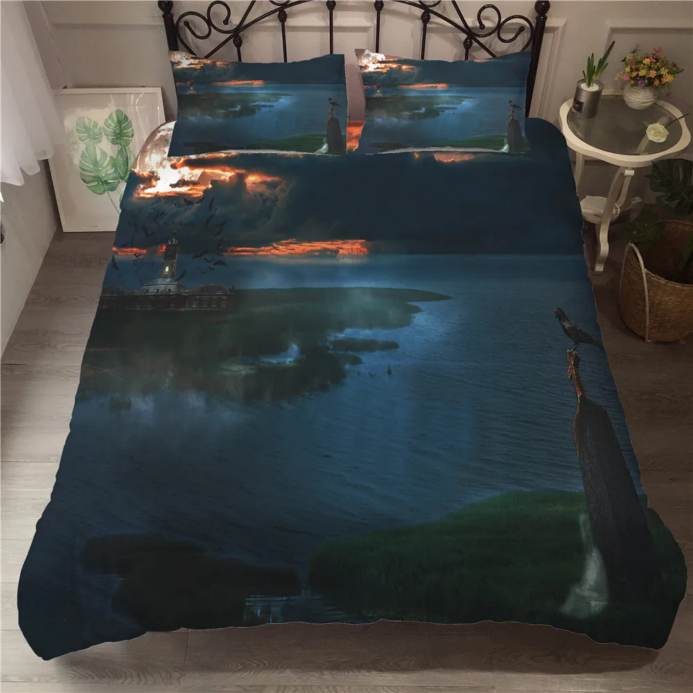 

MEI Dream Hallowmas Bedding Set Sheet Black Lake 3D bed linen Comforter Bedding Sets