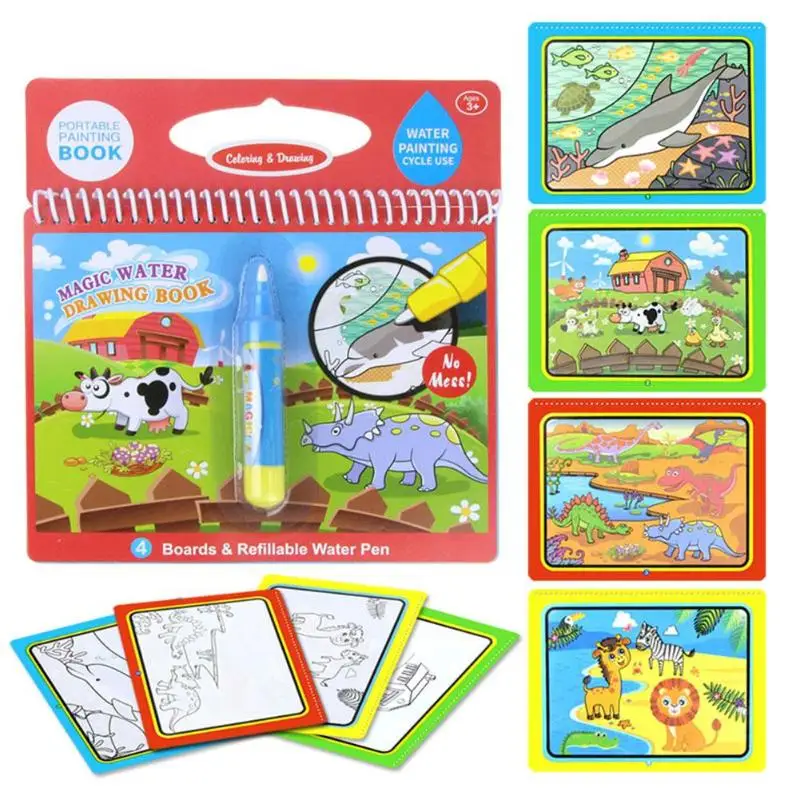 Magic Reusable Water Painting Book Kids water drawing book Toys magic water book Drawing Board toys for gift