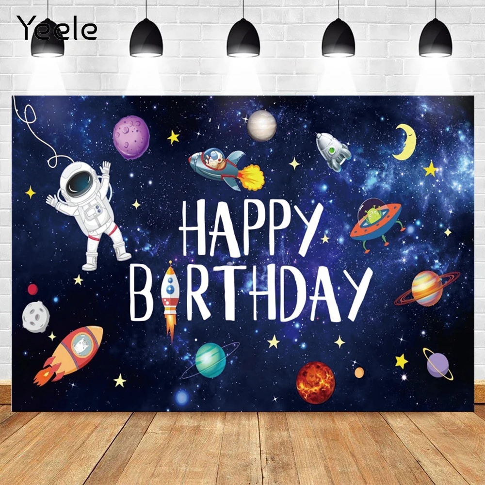 

Yeele Universe Starry Sky Planet Astronaut Space Baby Boy Birthday Party Backdrop Photography Background Photo Studio Photozone