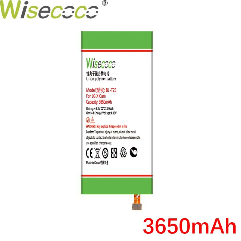 Wisecoco 3650 мАч BL T23 Батарея для LG X Cam K580 F690 K580DS K580Y телефон + номер