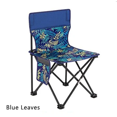 Hot Sale Summer Outdoor Portable Folding Oxford Beach Chair High Strength Camping Fishing Chair Blue Leaves