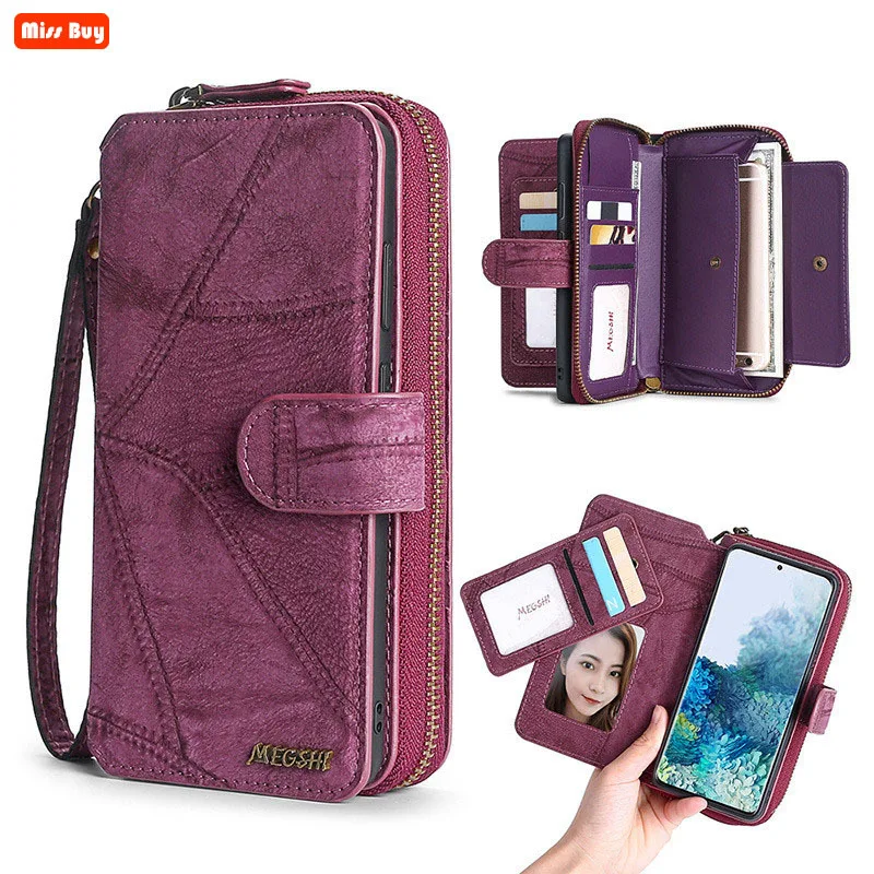 PU Leather Multifunction Handbag Card Wallet Phone Case for Samsung galaxy S20 FE S20 Ultra S10E S10 Plus S8 S9 S7 edge Cover