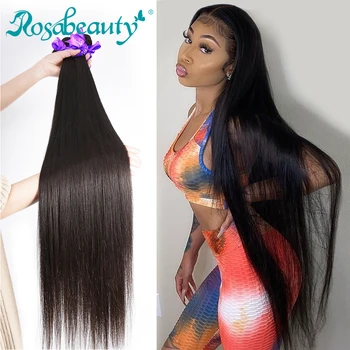 

Rosabeauty Natural Color Long Peruvian Hair Straight Human Hair Weave 3 4 Bundles Unprocessed Raw Virgin Hair 30 28 Inches