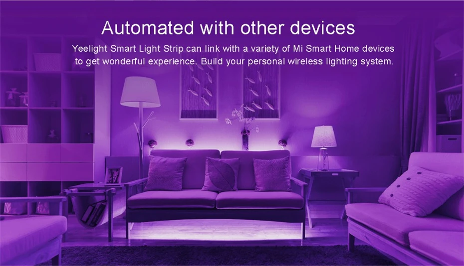Yeelight RGB светодиодный 2 м умная световая полоса умный дом для Mi Home APP WiFi работает с Alexa Google Home Assistant 16 миллионов красочных