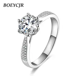 BOEYCJR 925 серебро 1ct/2ct D Цвет Moissanite VVS обручальное свадебное кольцо с бриллиантом с национальным сертификатом для женщин