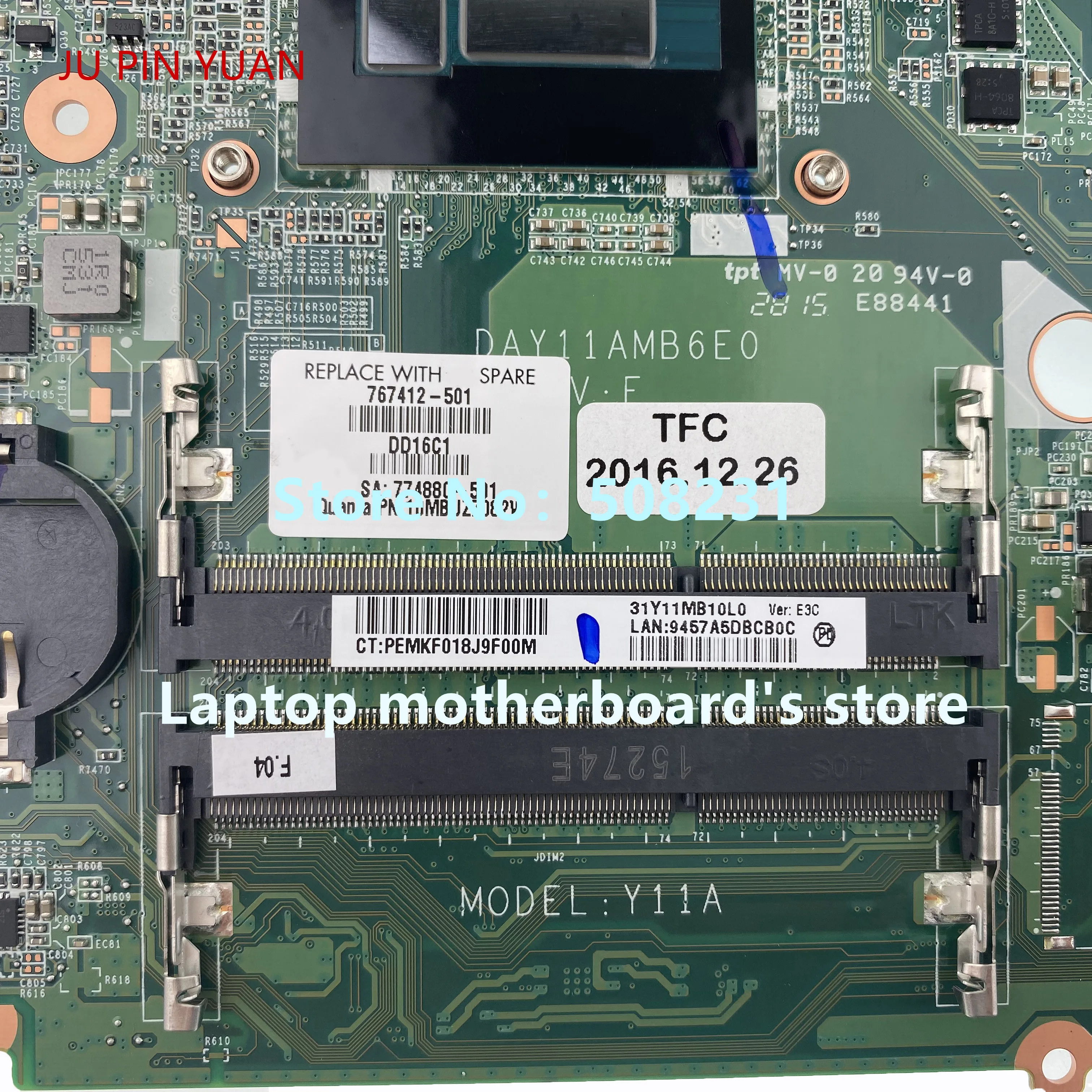 Most effective  JU PIN YUAN For HP 17-F Laptop Motherboard With i7-4510 CPU DDR3L 767412-001 767412-501 767412-601 