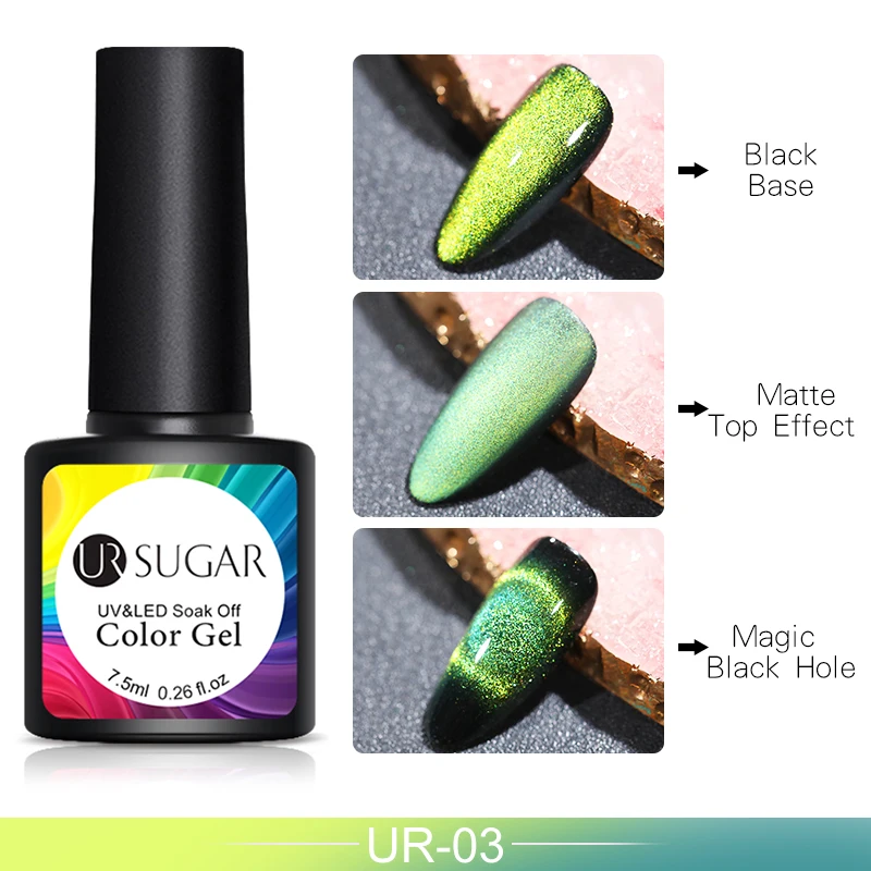 Ur Sugar 9D Galaxy кошачий глаз светодиодный Гель-лак для ногтей Хамелеон для использования с магнитом УФ Гель-лак для ногтей гель для ногтей нужно черное Базовое покрытие замочить - Цвет: UR-03