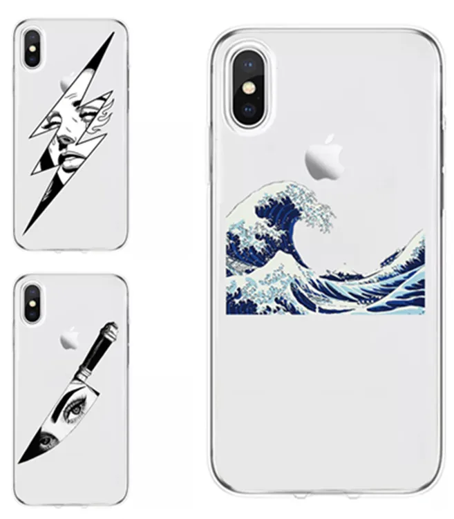 Японский стиль Харадзюку волна ужас Knite ТПУ мягкий чехол для телефона Iphone X Xs Xr 8 7