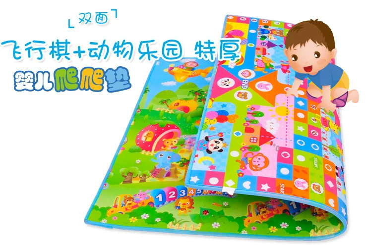 Mambobaby двухсторонний аэроплан шахматы+ животный рай 2,35*1,8 м толщиной 2 см детский ползающий коврик