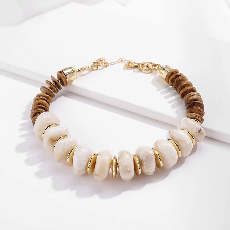 

Europe And America Customizable-High-End Faux Natural Stone Irregular Resin Handmade Natural Coconut Shell Beaded Bracelet Neckl