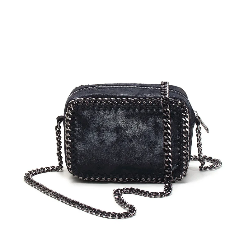 

Matte Leather Women's Bag Fashion New Sheepskin Female Shoulder Messenger Bag Chain Camera Bag Retro Woven Brand Small Bag