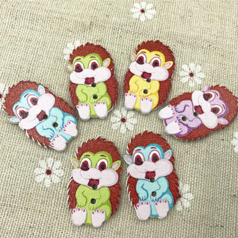 

DIY 100pcs Wooden animal Hamster Buttons Mix-color Fit Sewing or Scrapbooking 32mm