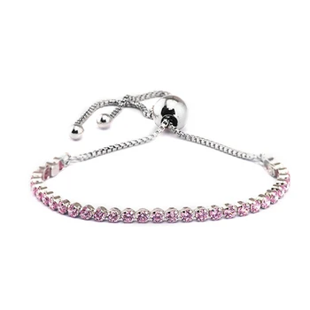 

Authentic 925 Sterling Silver Jewelry Pink Sparkling Strand Bracelets For Women Fits European Beads And Charms