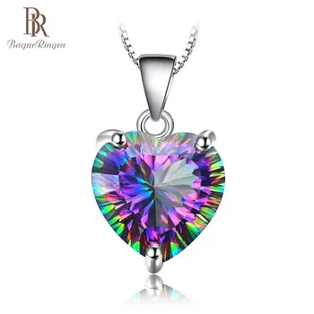 

Bague Ringen silver jewelry Necklaces For Women Black colored Topaz Heart Pendant clavicle chain heart shaped coloured gemstone