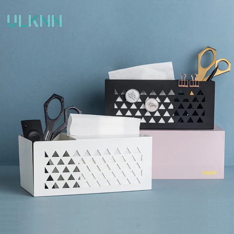 

Creative Hollow Metal Tissue Box Multi-Function Seat Type Removable Remote Control Box Home Decorative Table Tissue Canister