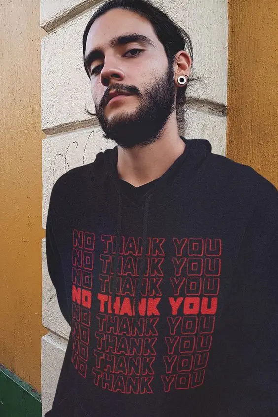 Толстовка с капюшоном no thank you, забавная модная толстовка с цитатой, Свитшот в стиле грандж, хлопок, джемпер с графическим рисунком, пуловеры унисекс, повседневная одежда, Топ