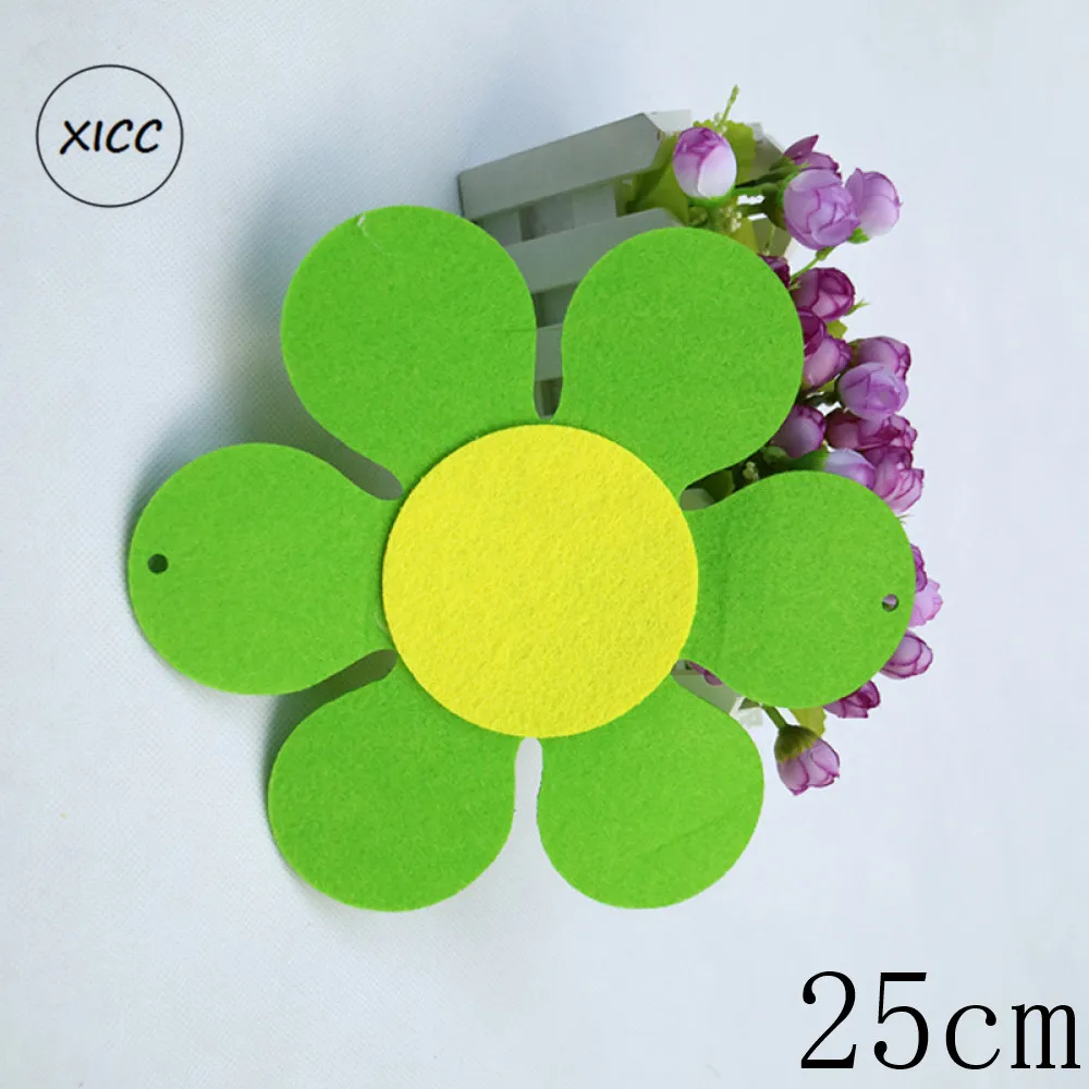25cm-green XICC большого размера разноцветный цветок наклейки на стену войлочная ткань детский сад украшения нетканый большой шесть лепестков цветок ремесло аксессуары - Цвет: 25cm-green