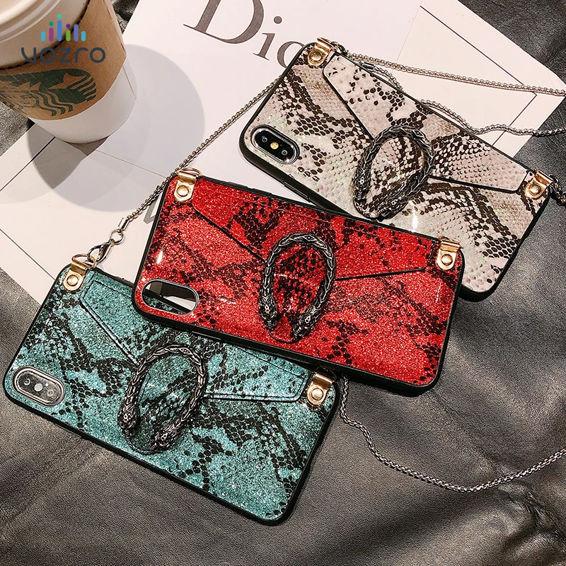 VOZRO Luxury Snake Card Package Phone Case For 2019 Iphone 11 Pro XR XS Max 6 6S 7 8 Plus Case Telephone Covers Accessories Bag
