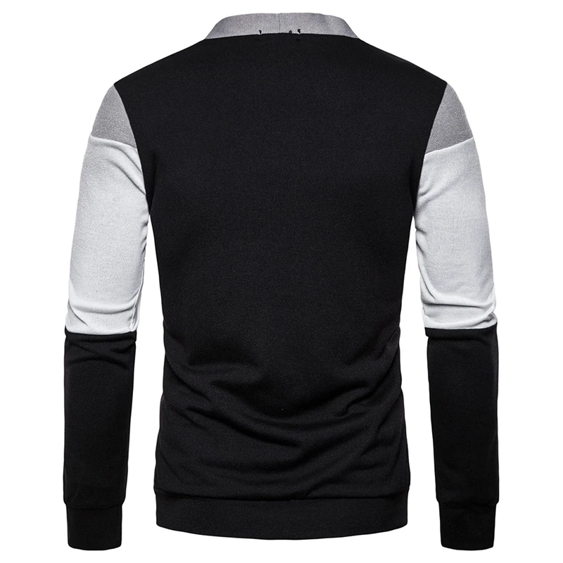 Sfit 2020 New Men s Knitted Sweater Casual Patchwork Jacket Three color Stitching Deep V Cardigan 2